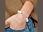 Rose Stainless Steel Polished plated Tree White Jade Stretch Bracelet