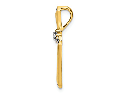 10k Yellow Gold and Rhodium Over 10k Yellow Gold Diamond Cross Chain Slide Pendant