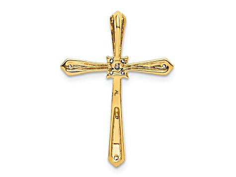 10k Yellow Gold and Rhodium Over 10k Yellow Gold Diamond Cross Chain Slide Pendant