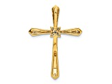 10k Yellow Gold and Rhodium Over 10k Yellow Gold Diamond Cross Chain Slide Pendant
