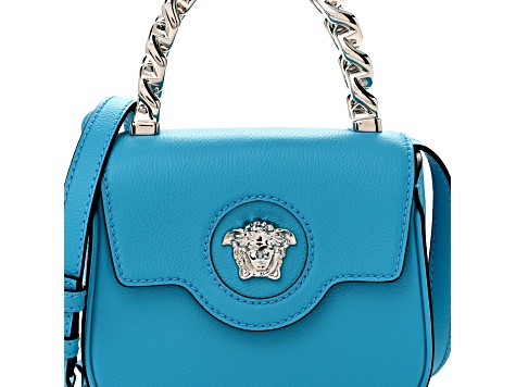 Versace Blue La Medusa Mini Top-Handle Bag