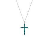 Blue Turquoise Platinum Over Sterling Silver  Pendant With Chain 3x3mm