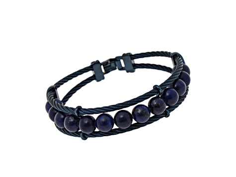 Blue Lapis Stainless Steel Layered Bracelet