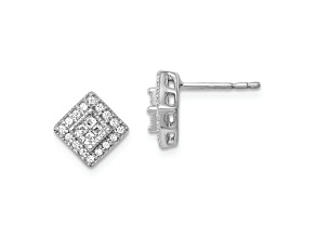 Rhodium Over 10k White Gold 9mm 0.24ctw Diamond Stud Earrings