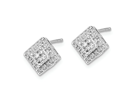 Rhodium Over 10k White Gold 9mm 0.24ctw Diamond Stud Earrings