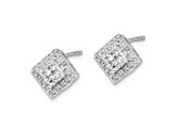 Rhodium Over 10k White Gold 9mm 0.24ctw Diamond Stud Earrings