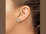 Rhodium Over 10k White Gold 9mm 0.24ctw Diamond Stud Earrings