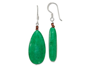 Sterling Silver Green Jadeite and Bronze Color Hematine Earrings