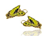 3 Pack Gold Tone White, Yellow and Pink Enamel Butterfly Earrings