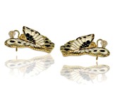 3 Pack Gold Tone White, Yellow and Pink Enamel Butterfly Earrings