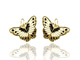 3 Pack Gold Tone White, Yellow and Pink Enamel Butterfly Earrings