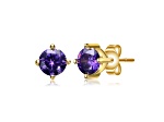 Amethyst Cubic Zirconia, Baby/Kids 14k Yellow Gold Plated over Sterling Silver Stud Earrings