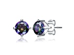 Purple Cubic Zirconia, Baby/Kids Rhodium Plated over Sterling Silver Stud Earrings
