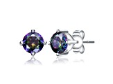 Purple Cubic Zirconia, Baby/Kids Rhodium Plated over Sterling Silver Stud Earrings