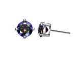 Purple Cubic Zirconia, Baby/Kids Rhodium Plated over Sterling Silver Stud Earrings