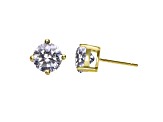 White Cubic Zirconia, Baby/Kids 14k Yellow Gold Plated over Sterling Silver Stud Earrings