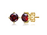 Red Cubic Zirconia, Baby/Kids 14k Yellow Gold Plated over Sterling Silver Stud Earrings