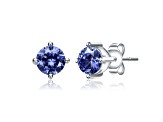 Blue Tourmaline, Baby/Kids Rhodium Plated over Sterling Silver Stud Earrings