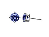 Blue Tourmaline, Baby/Kids Rhodium Plated over Sterling Silver Stud Earrings