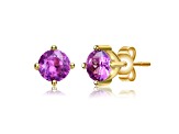 Pink Tourmaline, Baby/Kids 14k Yellow Gold Plated over Sterling Silver Stud Earrings