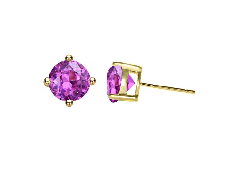 Pink Tourmaline, Baby/Kids 14k Yellow Gold Plated over Sterling Silver Stud Earrings