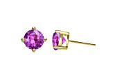 Pink Tourmaline, Baby/Kids 14k Yellow Gold Plated over Sterling Silver Stud Earrings