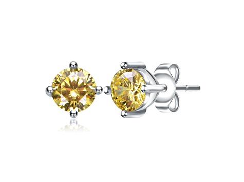 Baby/Kids Sterling Silver with Colored Cubic Zirconia Solitaire Stud Earrings