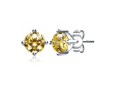 Baby/Kids Sterling Silver with Colored Cubic Zirconia Solitaire Stud Earrings