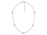 Judith Ripka Heart Mother-Of-Pearl and Bella Luce® Rhodium Over Sterling Silver Station Necklace