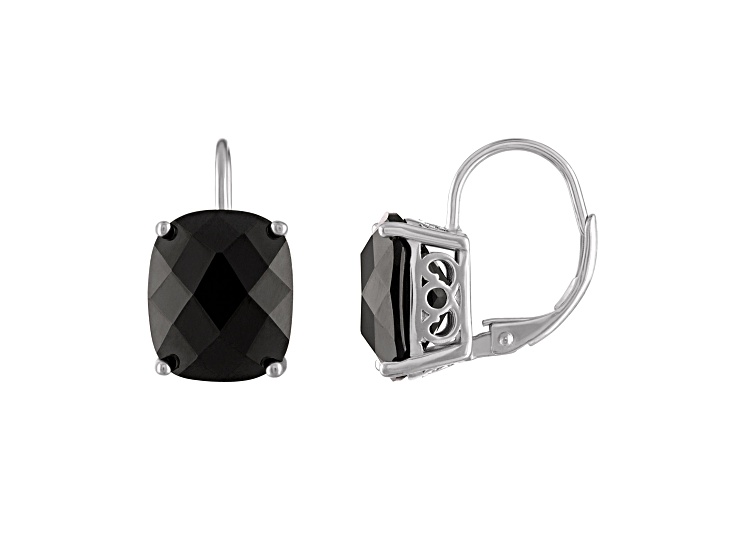 Black Spinel Leverback Sterling Silver Earrings 13.6ctw