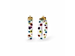 14K Yellow Gold Over Sterling Silver Acrylic and Hand Painted Enamel Flat Illusion Hoops in Evil Eye