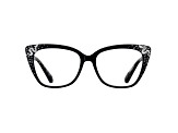 Black Crystal Square Frame Reading Glasses. Strength 1.50