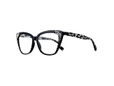 Black Crystal Square Frame Reading Glasses. Strength 1.50