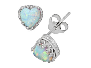 White Lab Created Opal Sterling Silver Earrings 1.00ctw