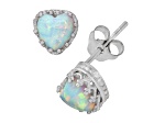 White Lab Created Opal Sterling Silver Earrings 1.00ctw