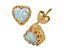 Lab Created Opal 14K Yellow Gold Over Sterling Silver Heart Earrings 1.00ctw