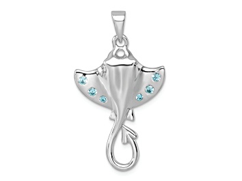 Picture of Rhodium Over Sterling Silver Polished Cubic Zirconia Sting Ray Pendant