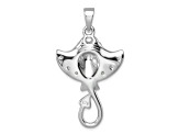 Rhodium Over Sterling Silver Polished Cubic Zirconia Sting Ray Pendant