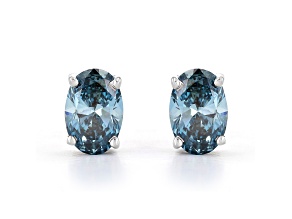 Blue Lab-Grown Diamond 14kt White Gold Stud Earrings 0.75ctw