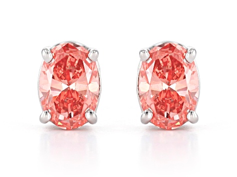 Pink Lab-Grown Diamond 14kt White Gold Stud Earrings 0.75ctw