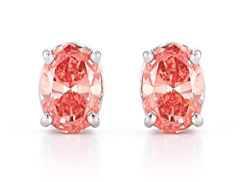 Pink Lab-Grown Diamond 14kt White Gold Stud Earrings 0.75ctw