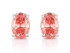 Pink lab-grown diamond 14kt white gold stud earrings 0.75ctw