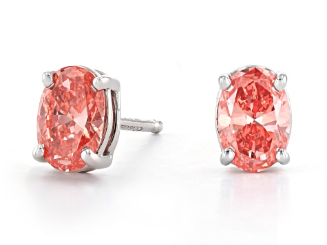 Pink Lab-Grown Diamond 14kt White Gold Stud Earrings 0.75ctw