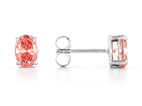 Pink Lab-Grown Diamond 14kt White Gold Stud Earrings 0.75ctw