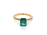 10K Yellow Gold Rectangular Octagonal Emerald and Diamond Ring 2.18ctw