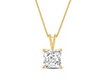 White Cubic Zirconia 14k Yellow Gold Pendant With Chain 2.00ctw