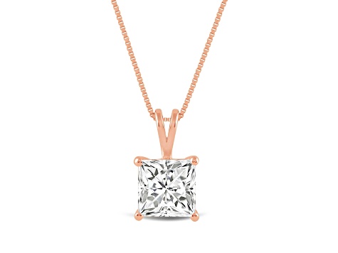 White Cubic Zirconia 14k Rose Gold Pendant With Chain 2.00ctw