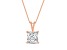 White Cubic Zirconia 14k Rose Gold Pendant With Chain 2.00ctw