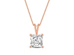 White Cubic Zirconia 14k Rose Gold Pendant With Chain 2.00ctw