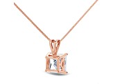 White Cubic Zirconia 14k Rose Gold Pendant With Chain 2.00ctw